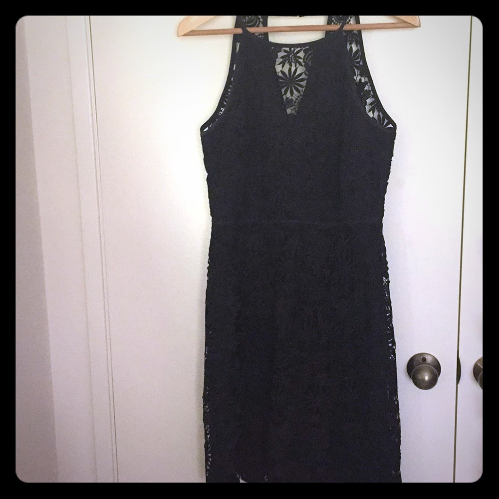 Black embroidered cocktail dress